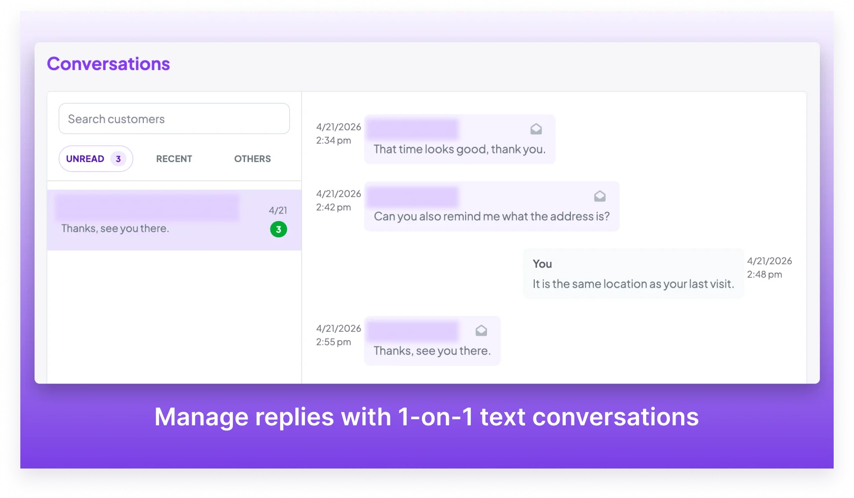 Notify Customers two-way SMS conversations on desktop and mobile