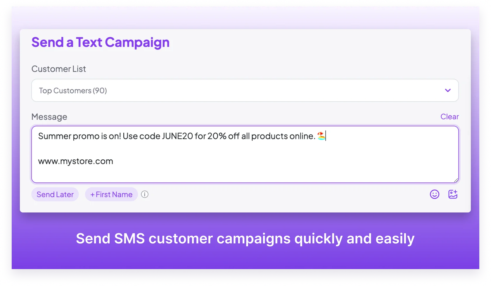 Notify Customers text campaign composer on desktop and mobile