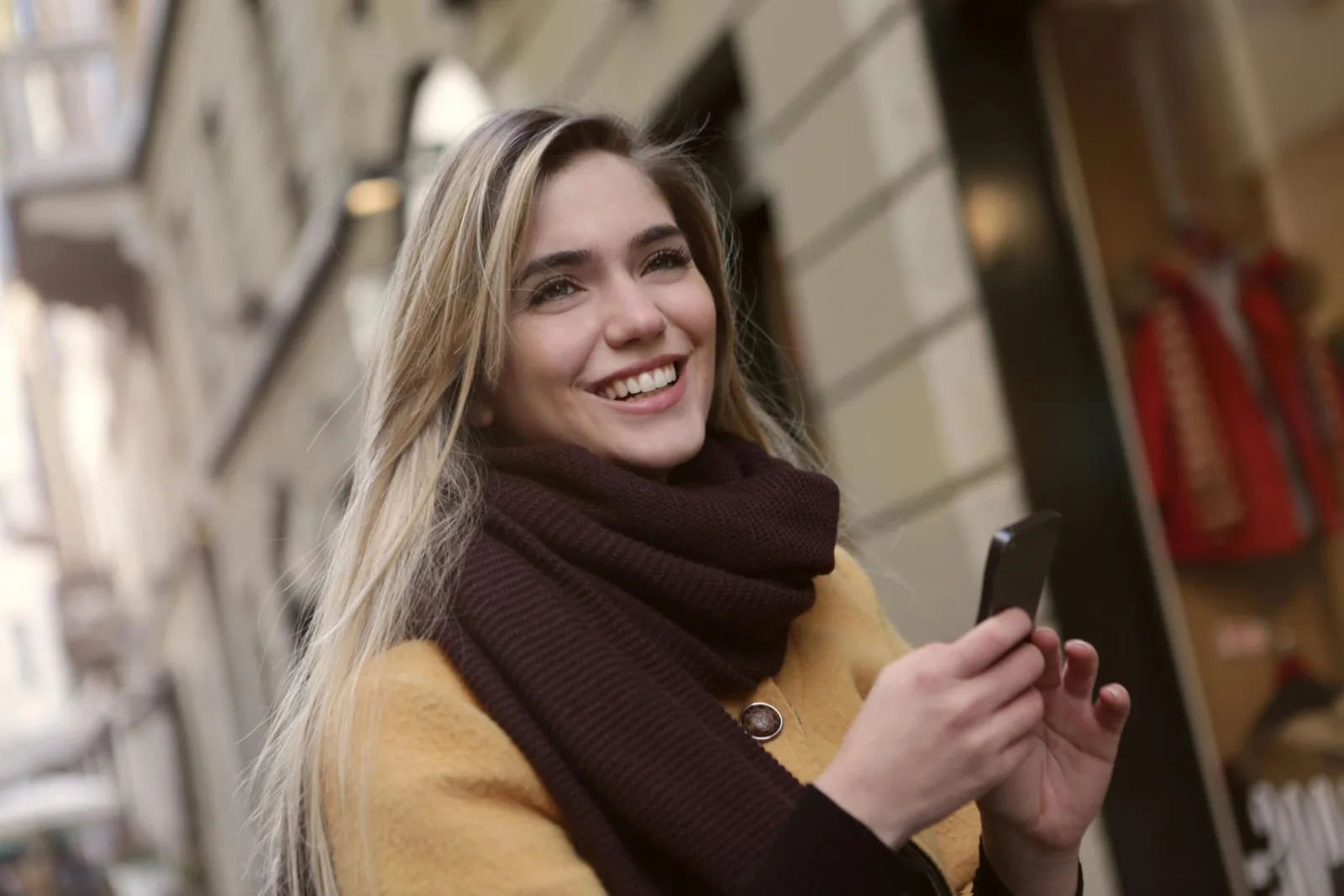 Customer using a mobile phone