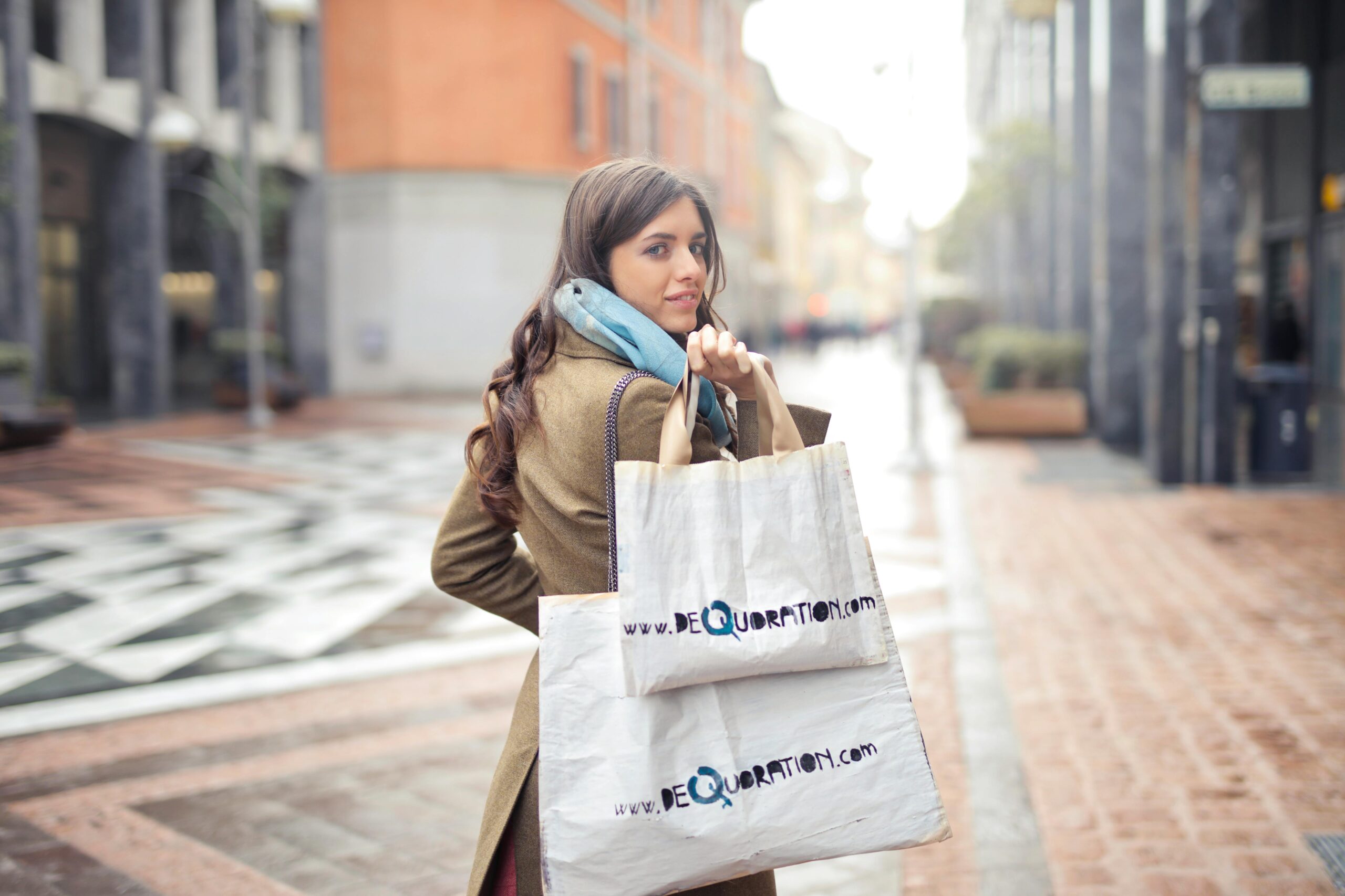 Shopper carrying bags